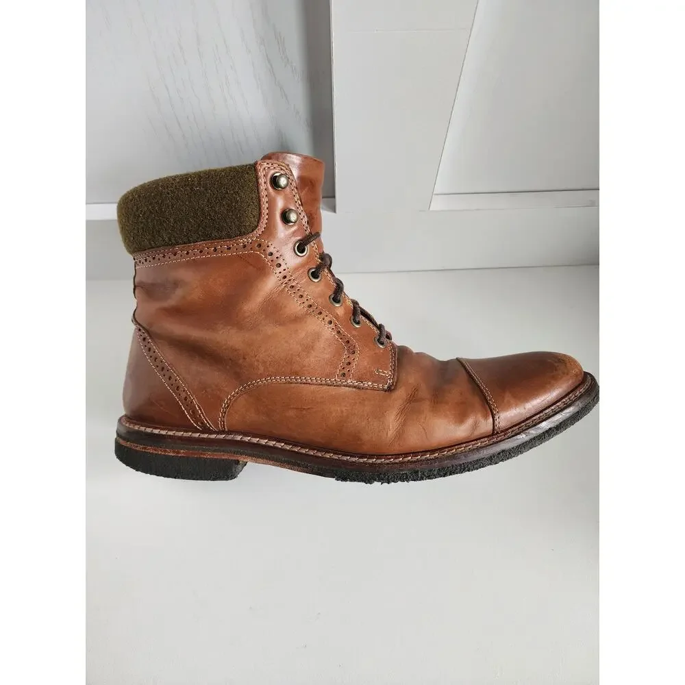 Johnston & Murphy Men’s SZ‎ 10 Forrester Cap Toe Boot Tan Calfskin 27-1776